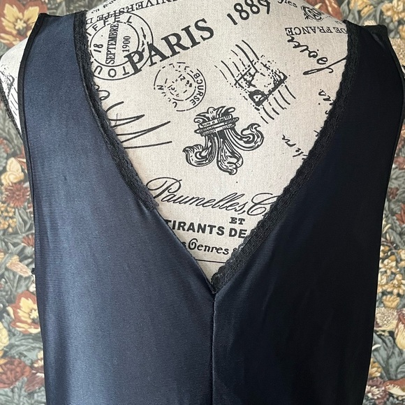 Vintage 80s West Germany Black Maxi Slip Dress – Lace Detail L - Picture 7 of 7